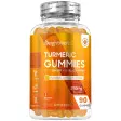 Gennemsigtig WeightWorld-bøtte med orange gurkemeje-vingummier med citronsmag, 90 stk